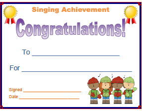 Singing Achievement Certificate
