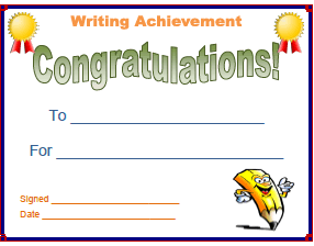 Writing Achievement Certificate